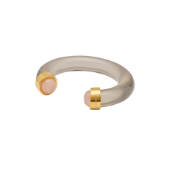 Deep Grey Resin Open Cuff Bangle – Pink Crystal