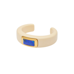 Ivory Resin Frame Cuff Bangle – Lapis Lazuli