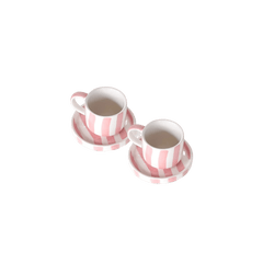 Espresso Stripes Cup and Saucer - Set of 2