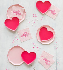 Haute Pink Heart Paper Shaped Plates - Set of 8