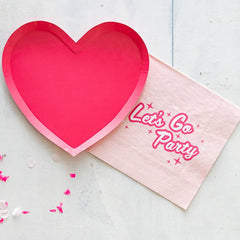 Haute Pink Heart Paper Shaped Plates - Set of 8