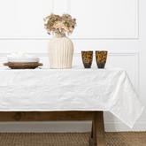 India Hicks Home Canasta Crewel White on White Tablecloth