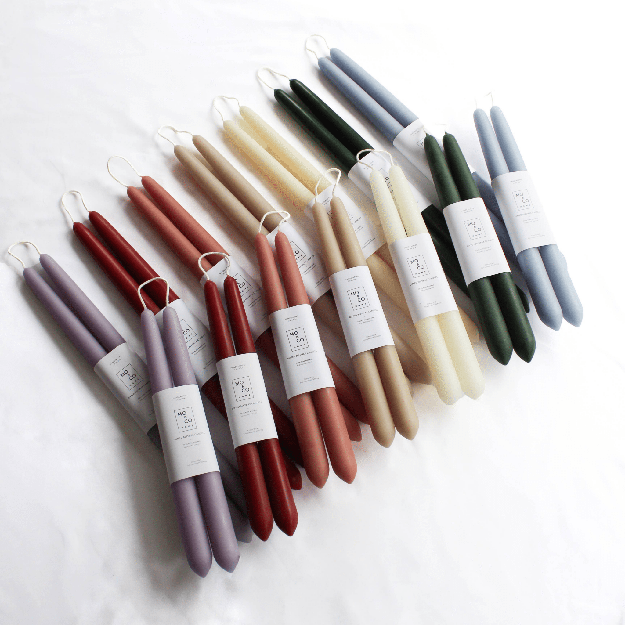 100% Beeswax Dipped Taper Candles - Set of 2