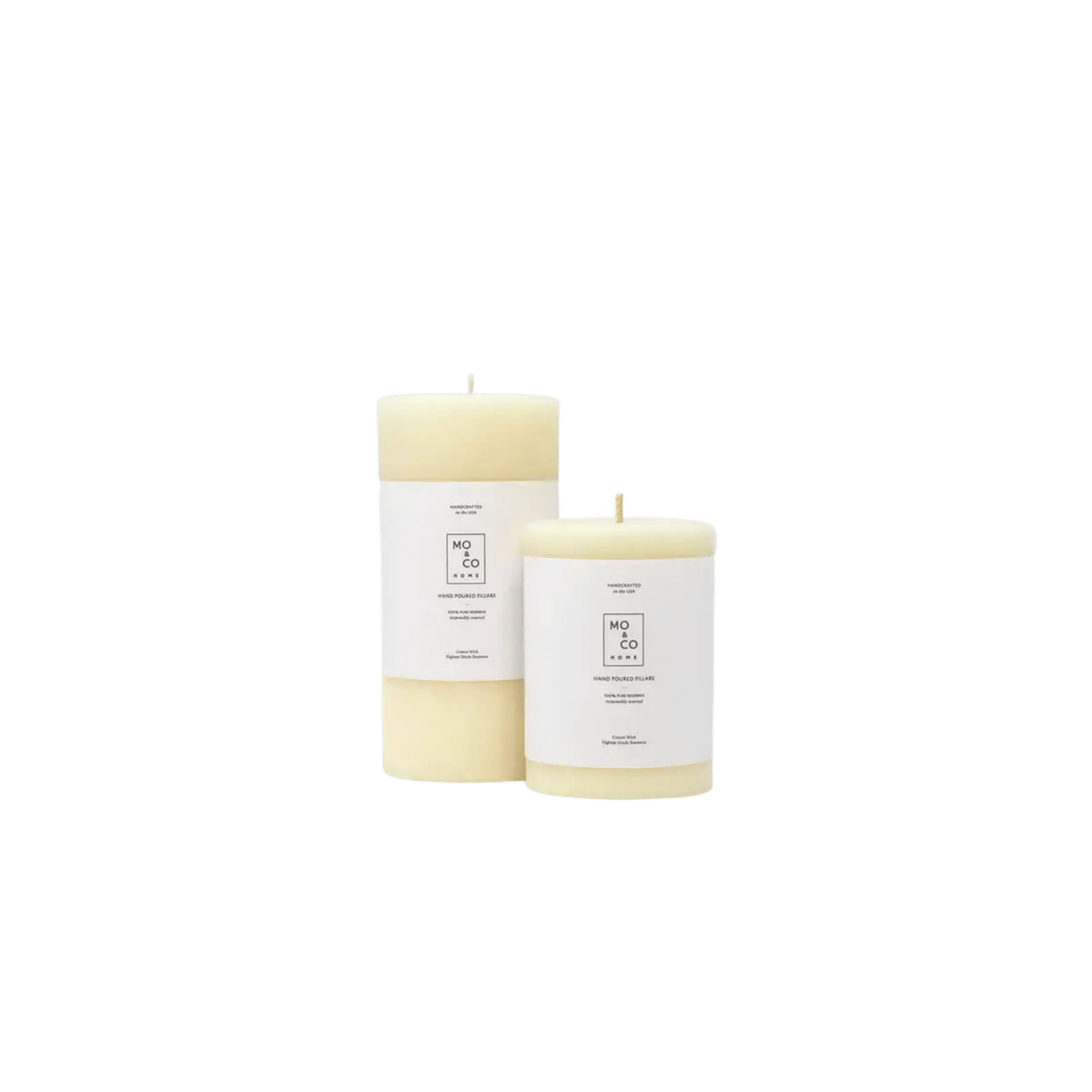 100% Beeswax Pillar Candles - Natural White