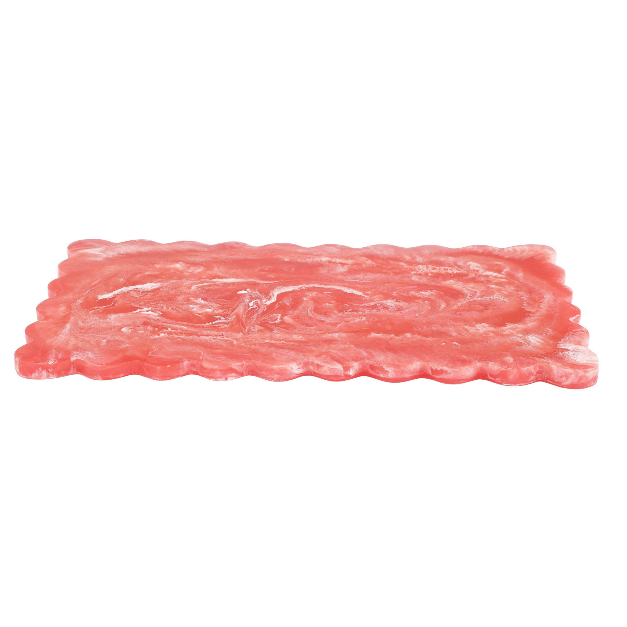 14" Scallop Rectangular Resin Cheese Charcuterie Board