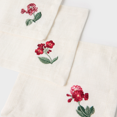 Floral Medley Embroidered Cocktail Linen Napkins - Set of 6