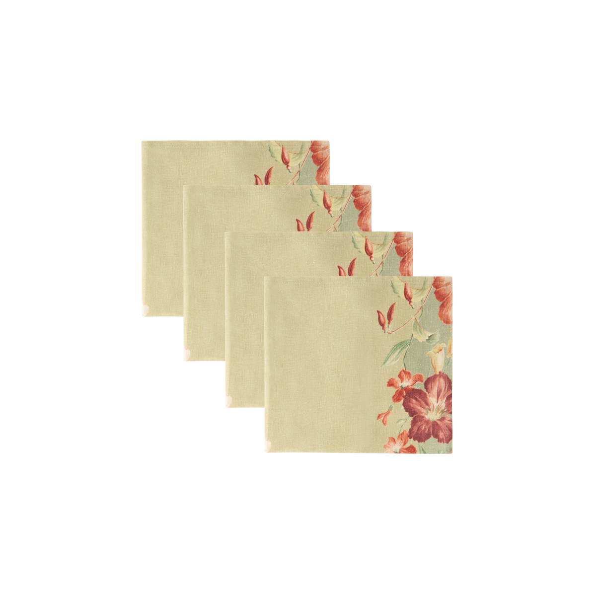 Ibiscus Sage Linen Napkins - Set of 4