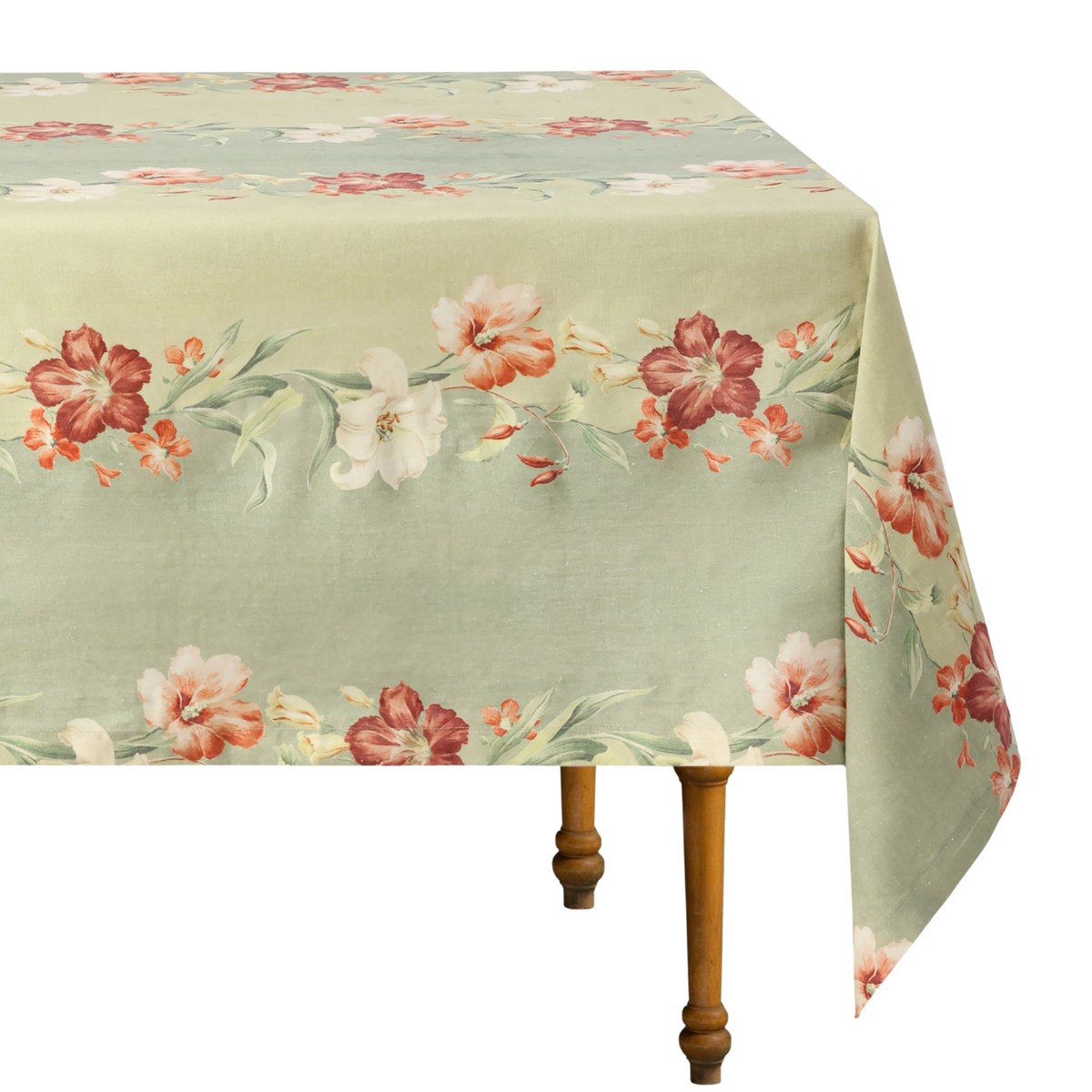 Ibiscus Sage Linen Tablecloth