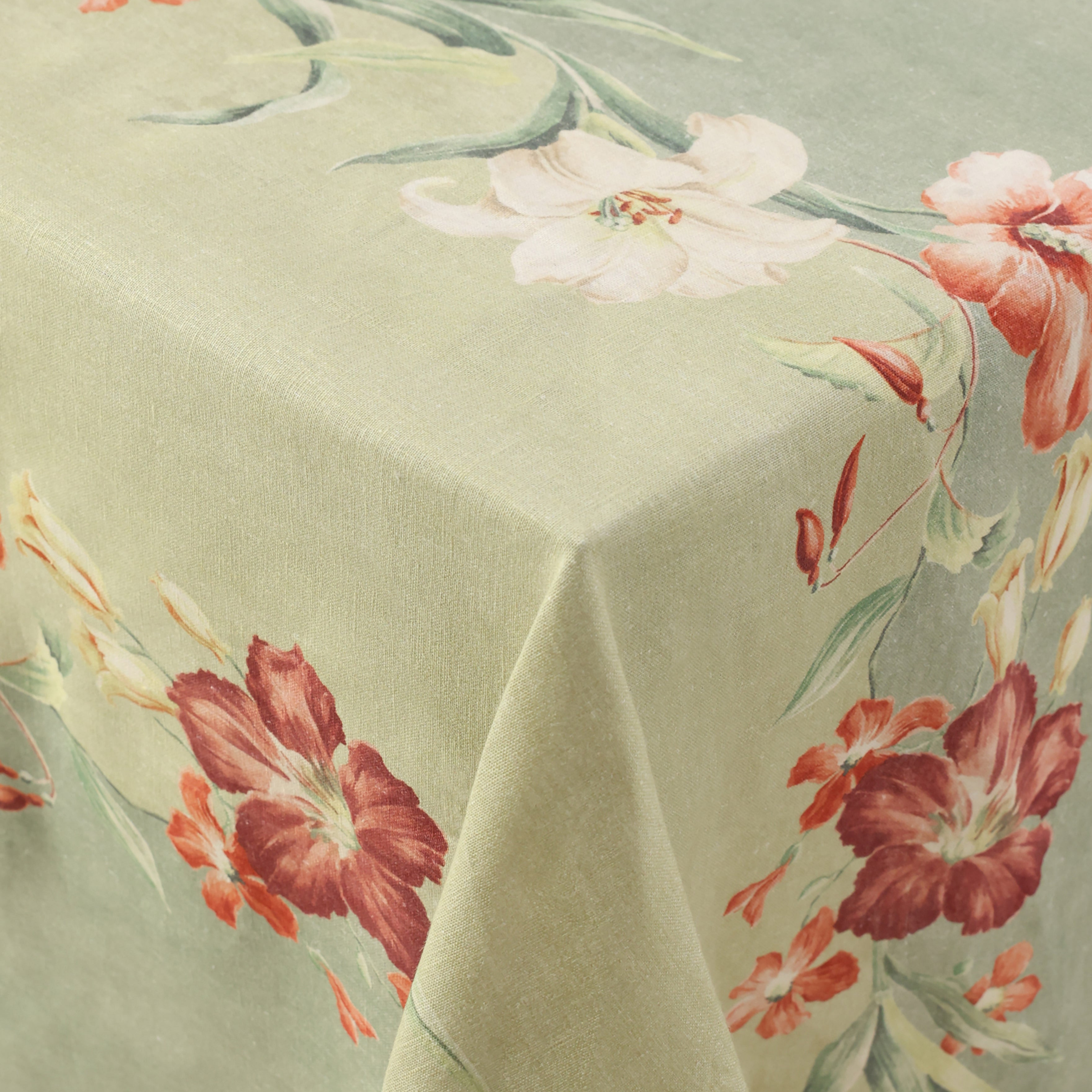 Ibiscus Sage Linen Tablecloth