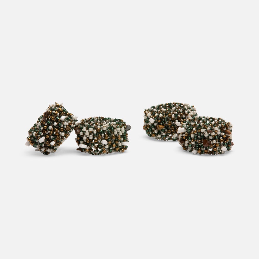 Fianna Napkin Rings in Emerald Mix Set of 4