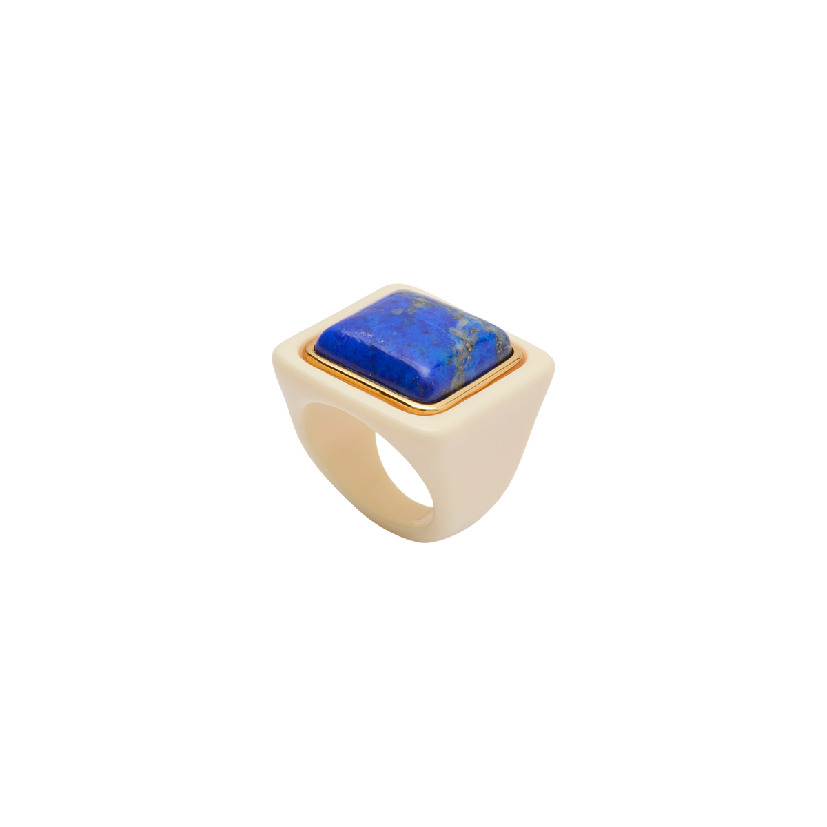 Ivory Resin Cushion Ring - Lapis Lazuli