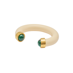 Ivory Resin Open Cuff Bangle – Malachite