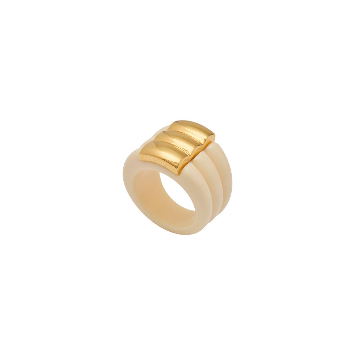 Ivory Resin Ribbed Ring