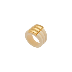Ivory Resin Ribbed Ring