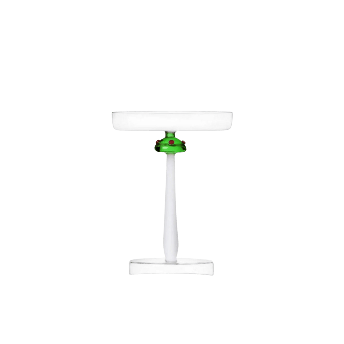 Alice Footed Dish with Green Mushrooms with Red Dots