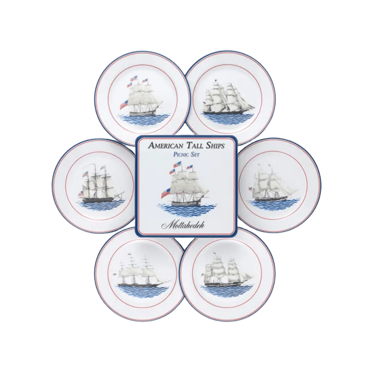American Ships Picnic Tin - Set of 6 Plates