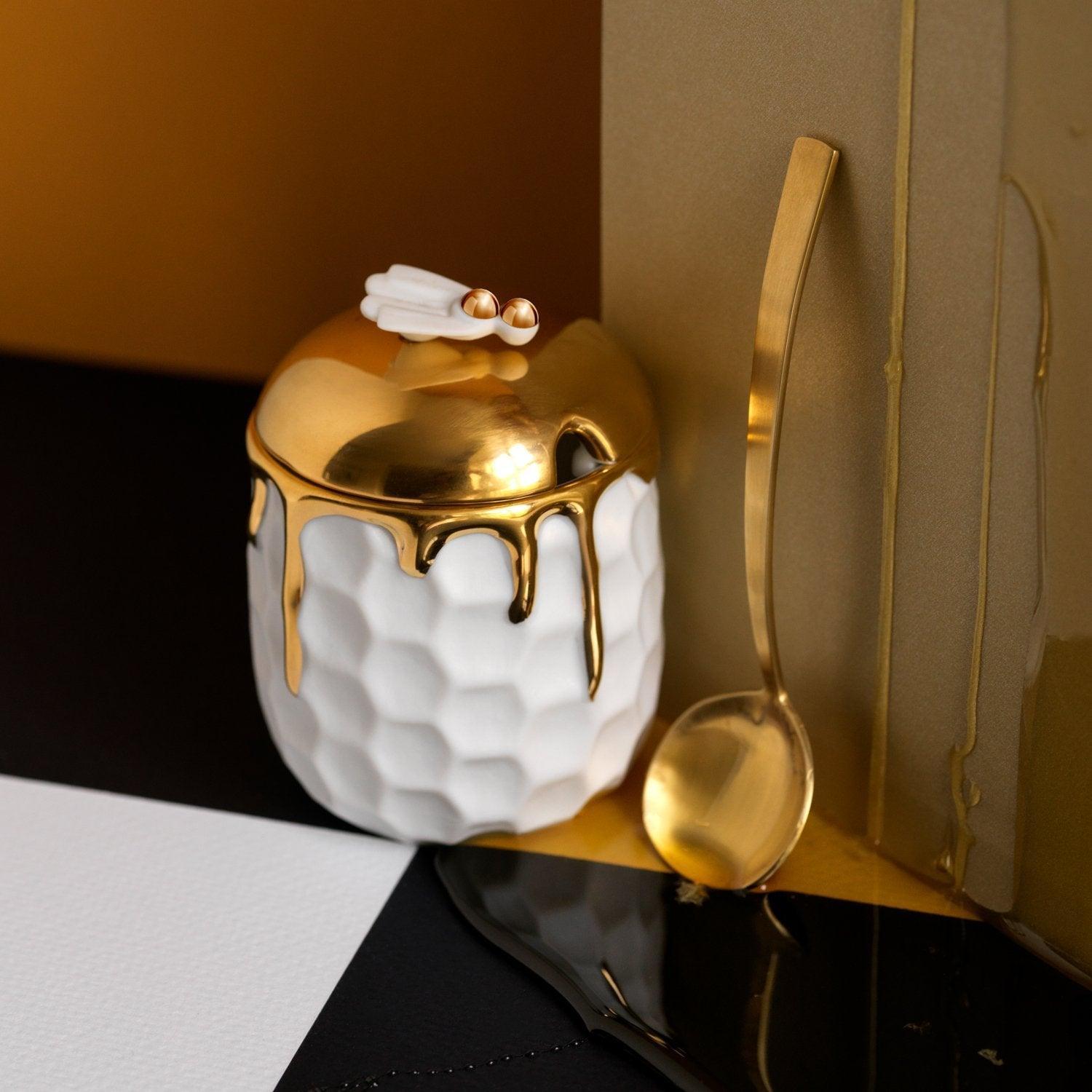 Beehive Honeypot and Spoon