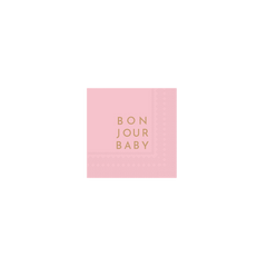 Bonjour Baby Petal Pink Paper Cocktail Napkins - Set of 20