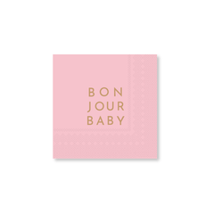 Bonjour Baby Petal Pink Paper Cocktail Napkins - Set of 20