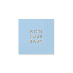 Bonjour Baby Sky Blue Paper Cocktail Napkins - Set of 20