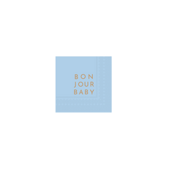 Bonjour Baby Sky Blue Paper Cocktail Napkins - Set of 20