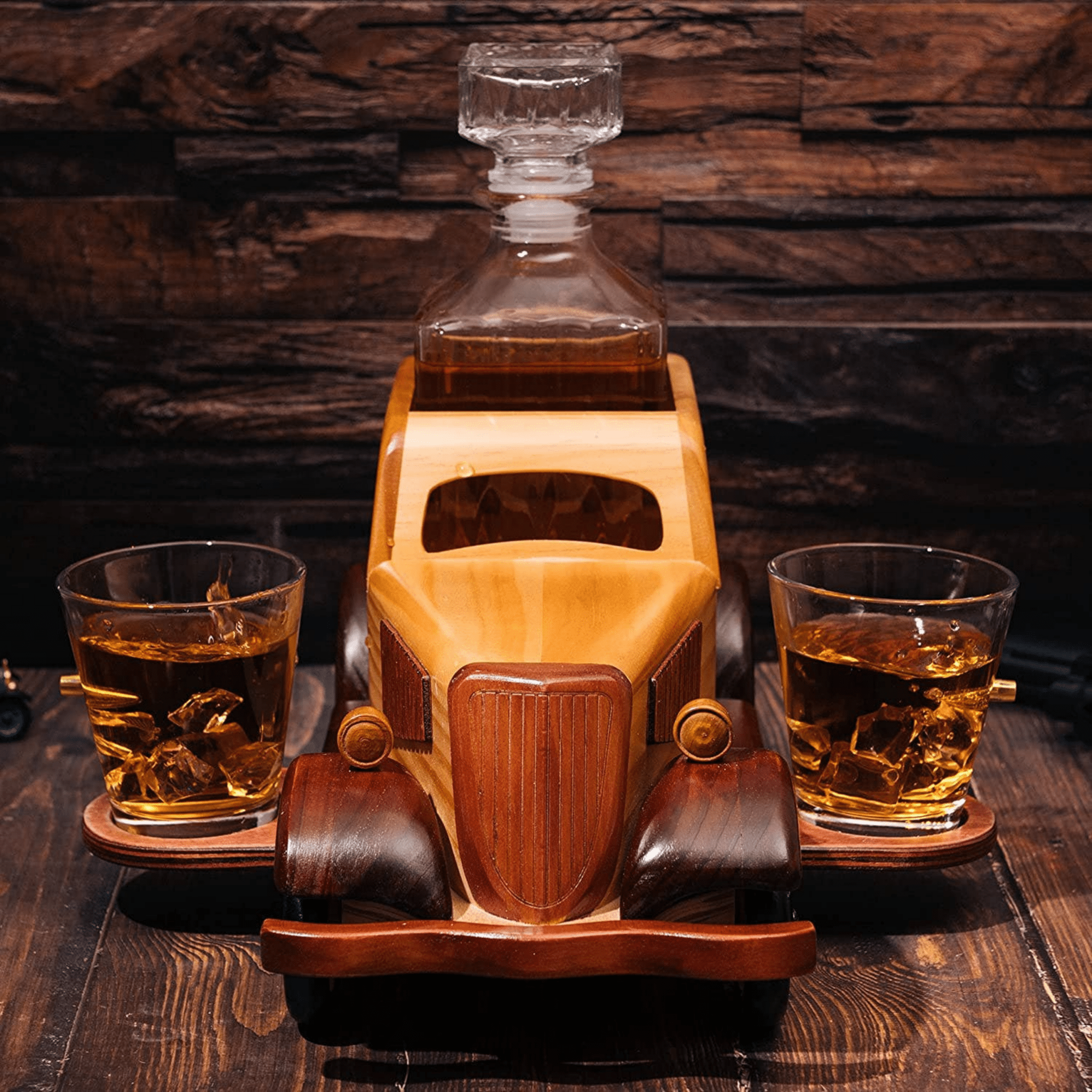 Bonnie & Clyde Car Whiskey Decanter Set