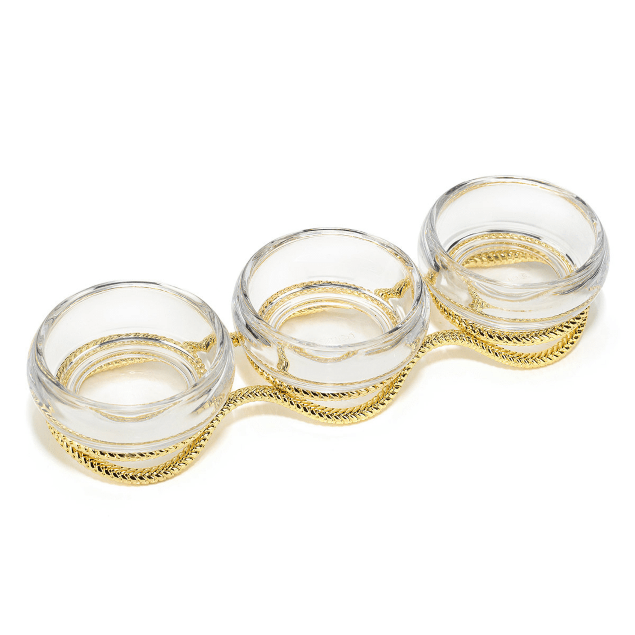 Braid Gold Glass Triple Condiment Server