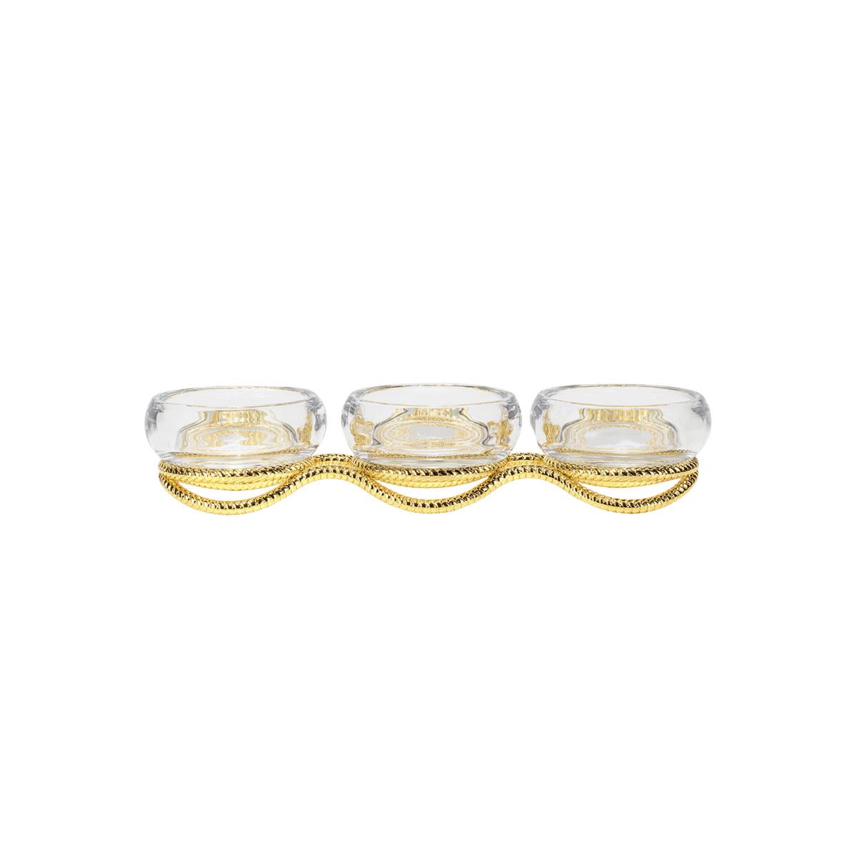 Braid Gold Glass Triple Condiment Server