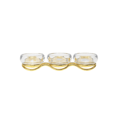 Braid Gold Glass Triple Condiment Server