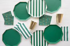 Cabana Stripe Paper Guest Towels in Emerald Green - Set of 15