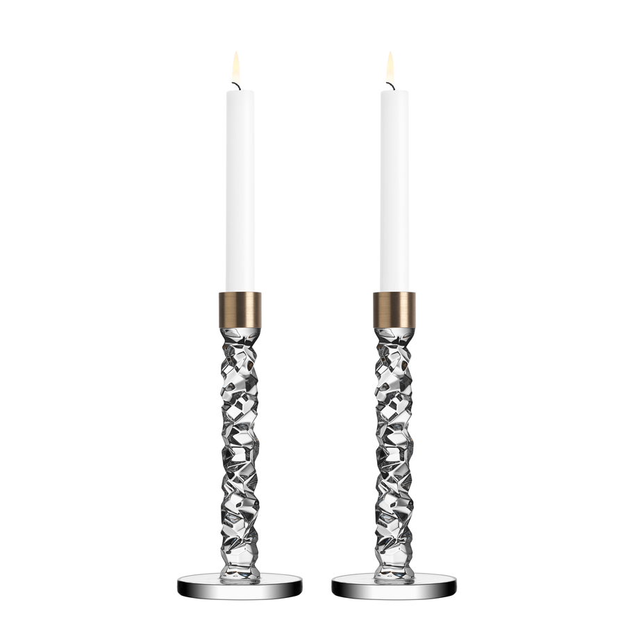 Carat Candlestick Brass Medium - Set of 2