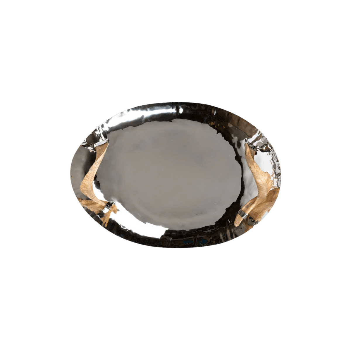 Chalet Nickel Tray with Horn Handles