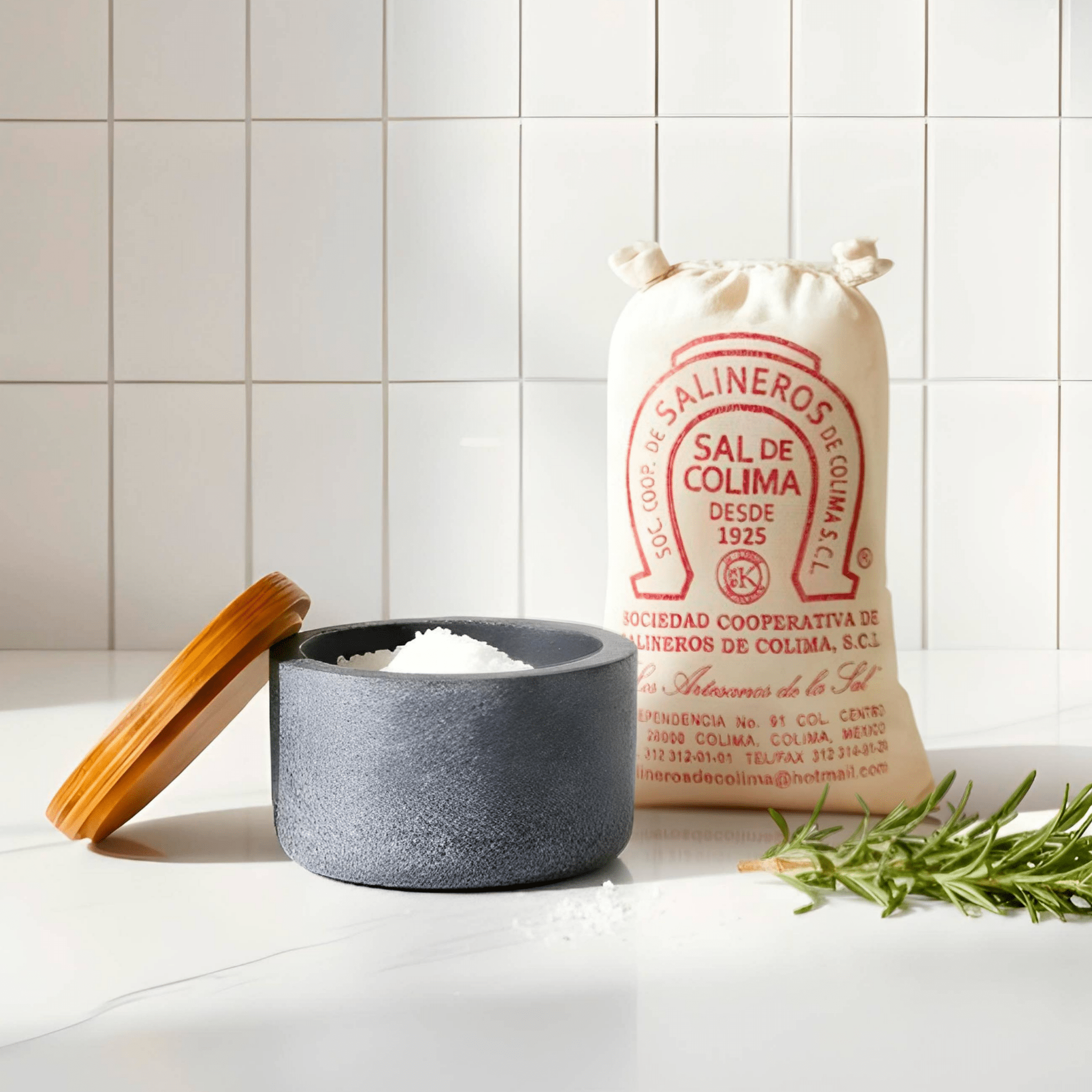 Concrete Salt Cellar with Wooden Lid