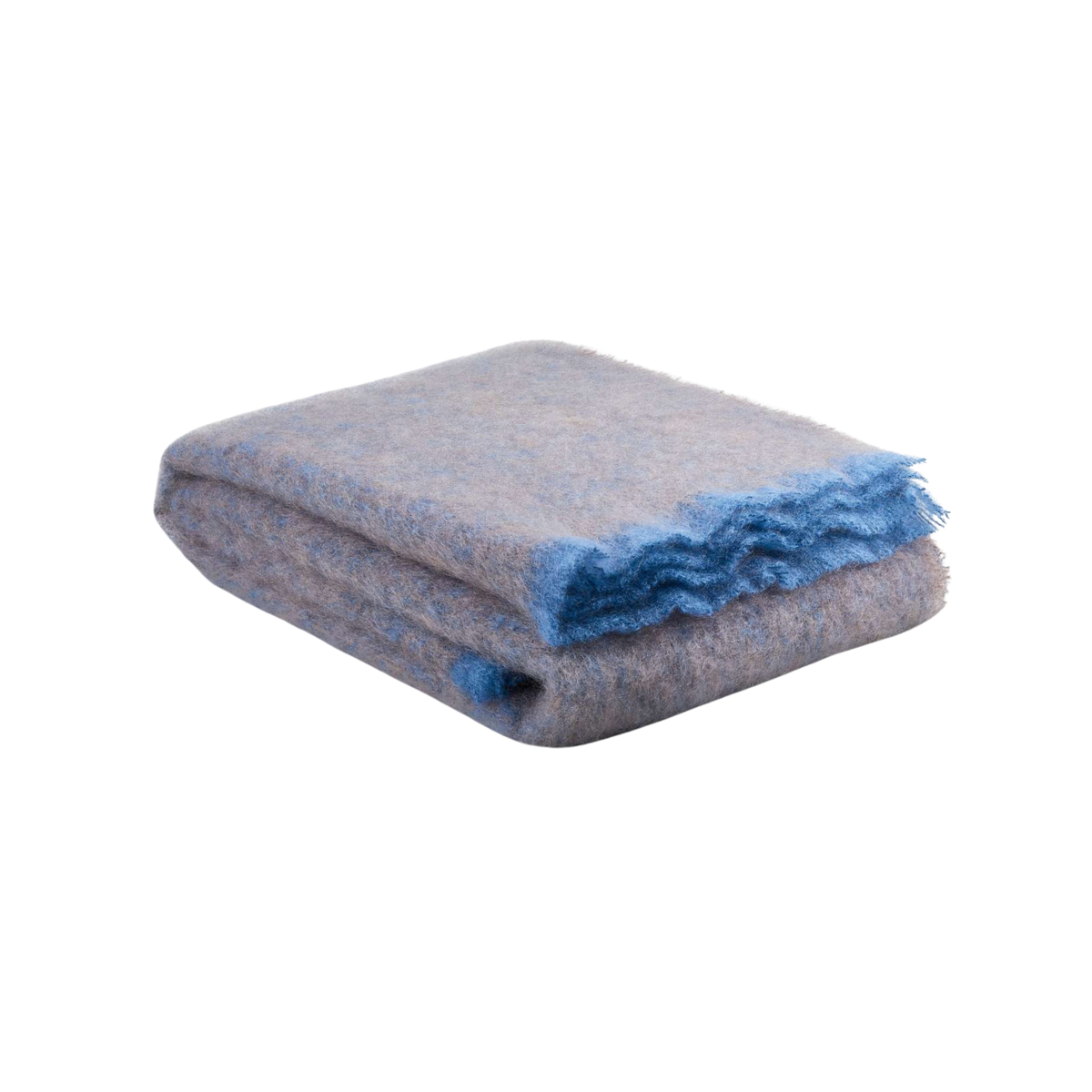 Clash Mohair Throw Blanket - Cocoa Blue