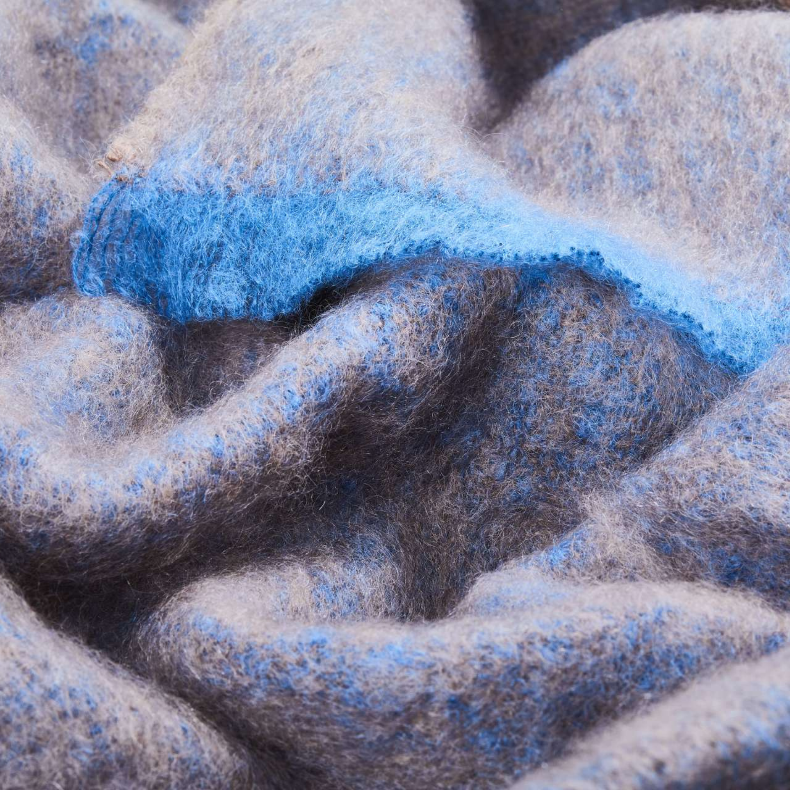 Clash Mohair Throw Blanket - Cocoa Blue