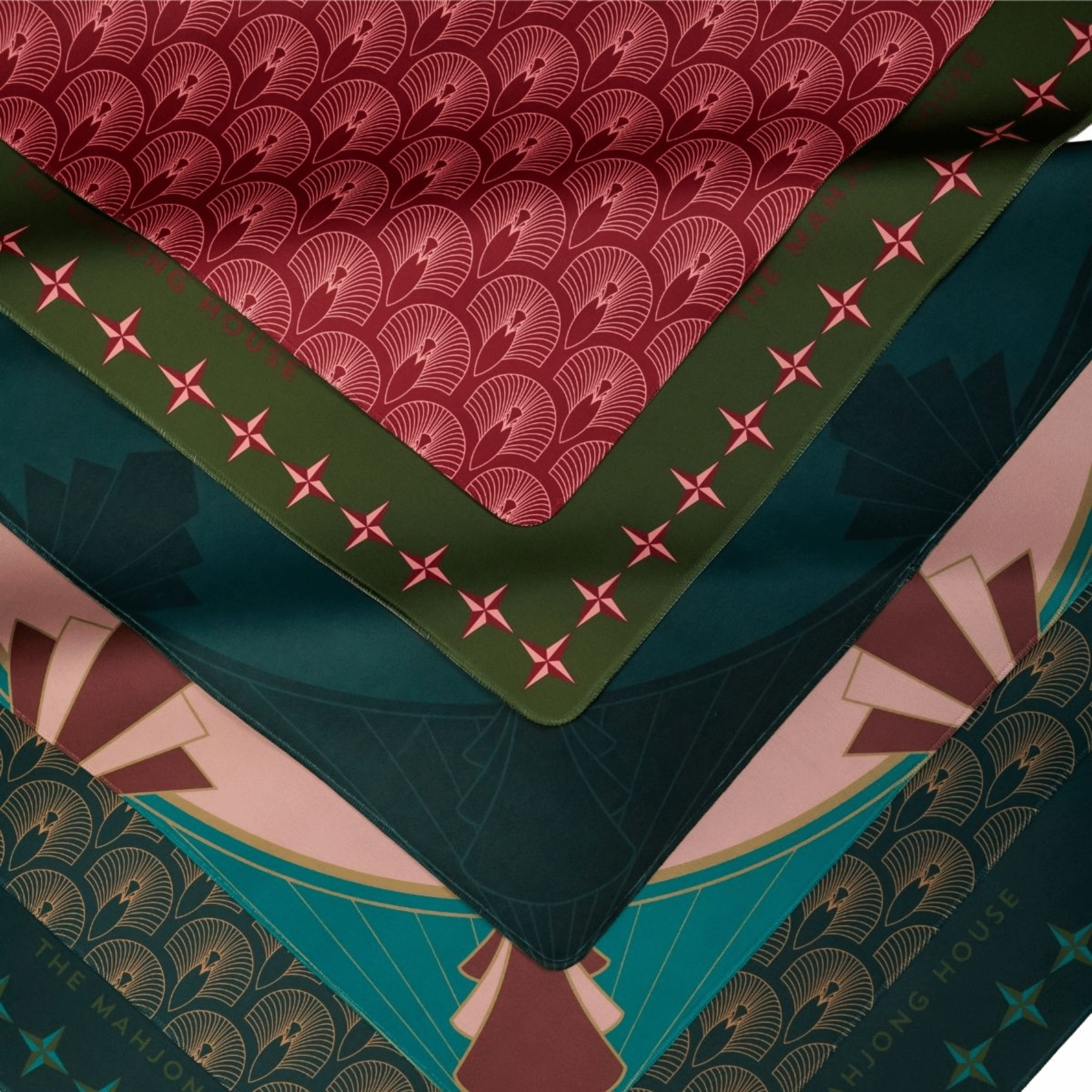 Deco Olive & Red Double-Sided Mahjong Mat
