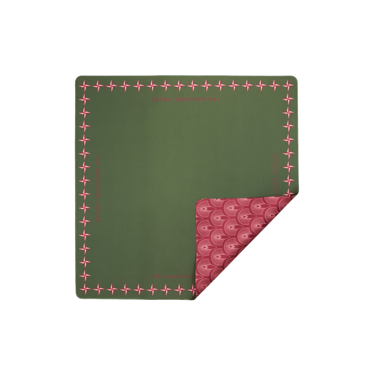 Deco Olive & Red Double-Sided Mahjong Mat