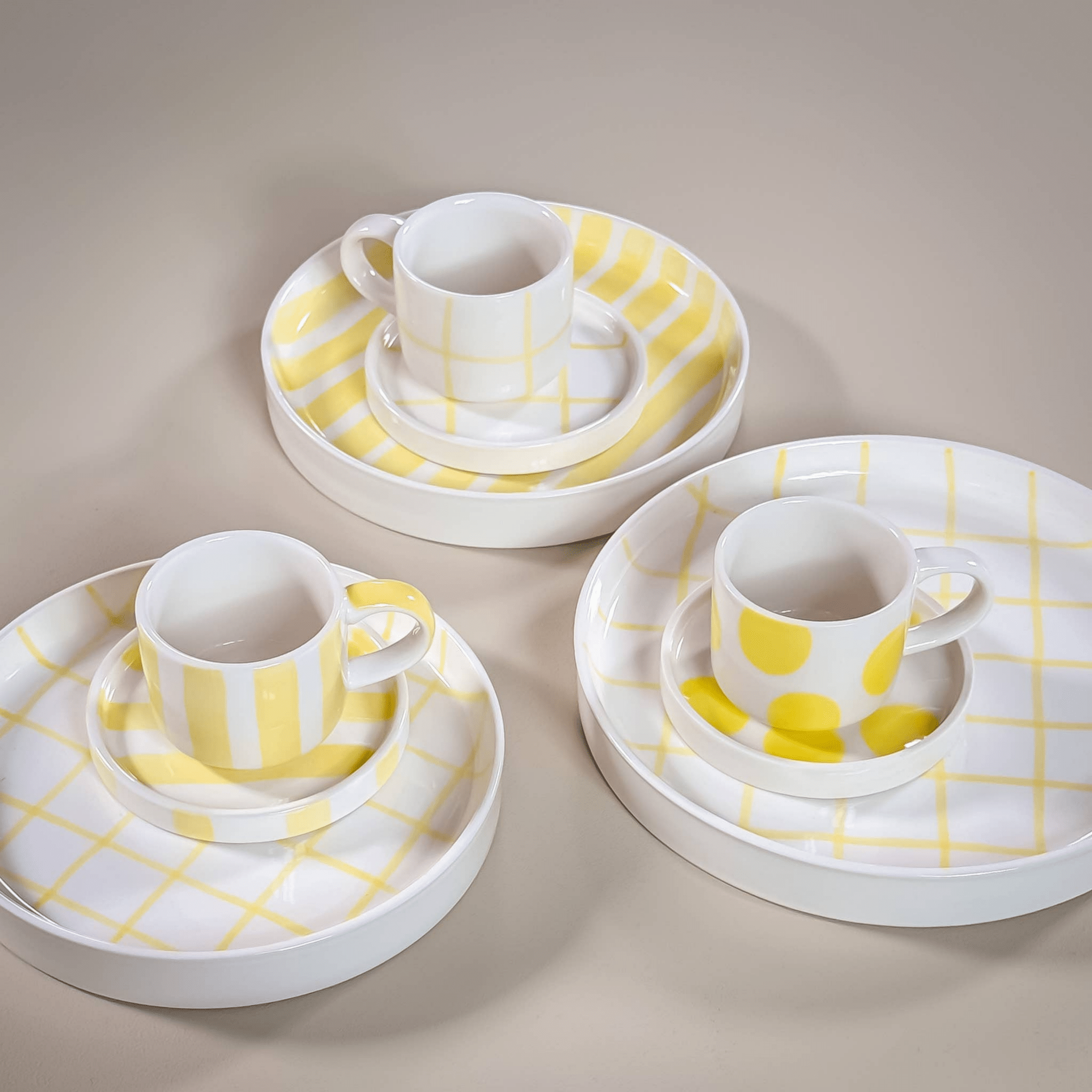 Espresso Stripes Cup and Saucer - Set of 2