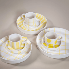 Espresso Stripes Cup and Saucer - Set of 2