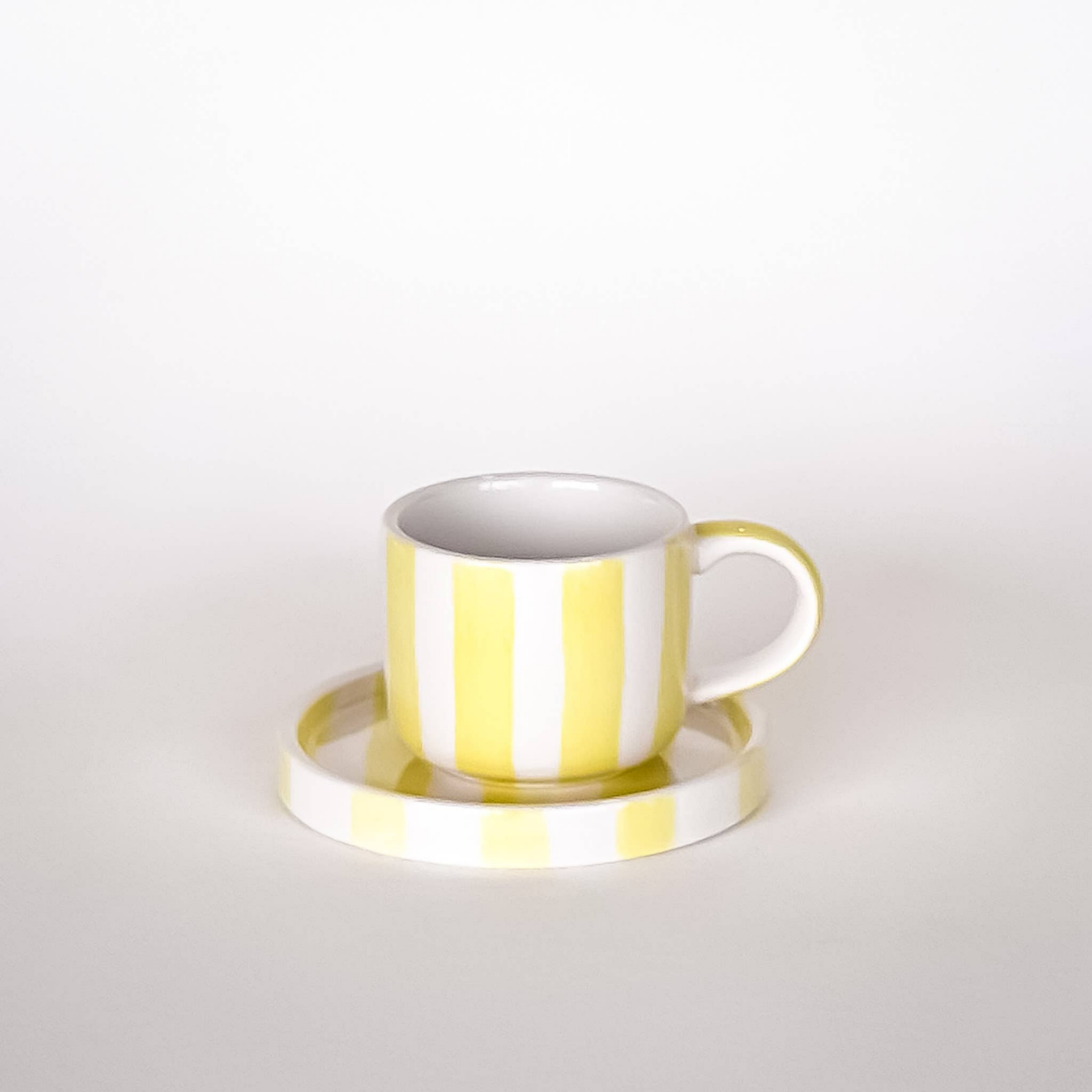 Espresso Stripes Cup and Saucer - Set of 2