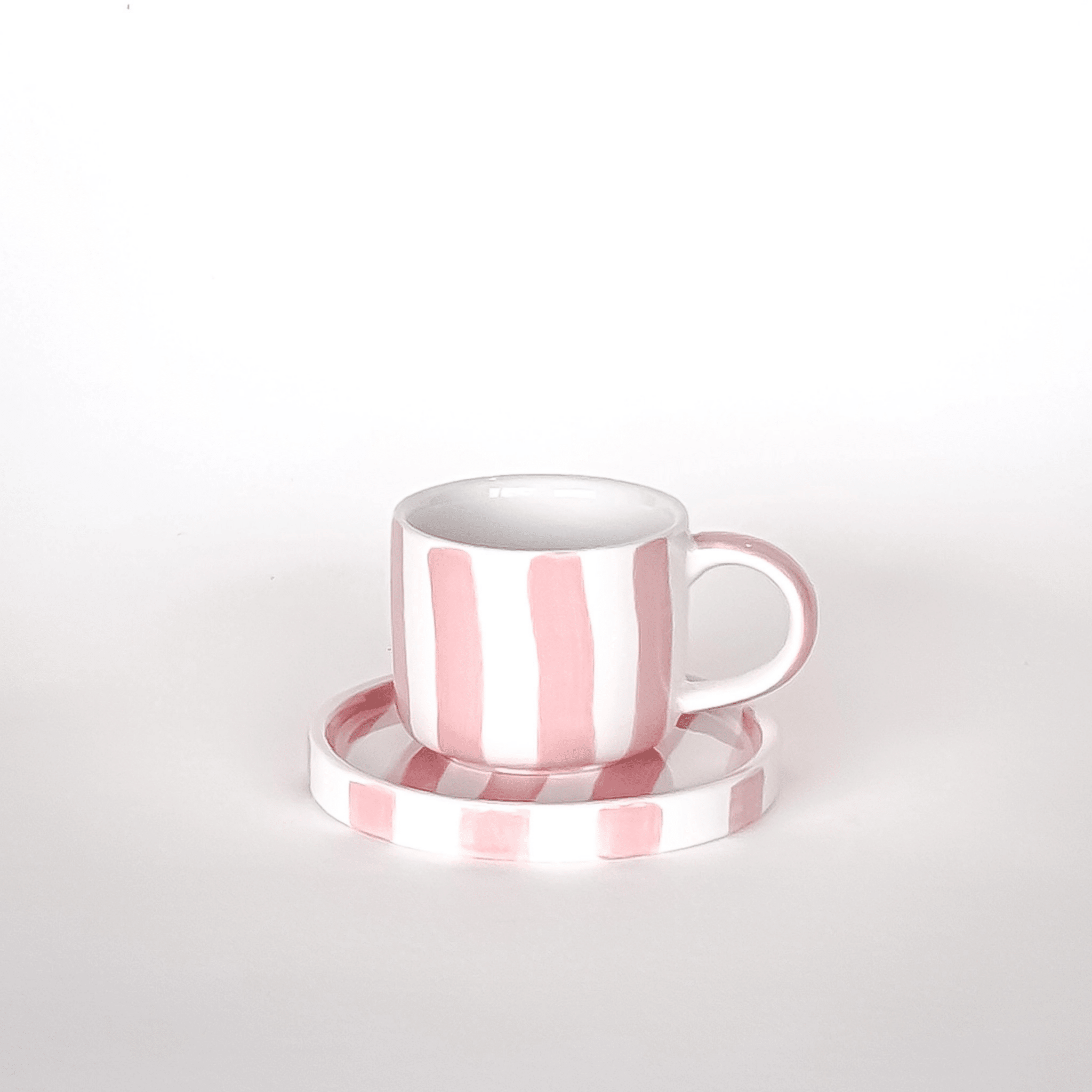 Espresso Stripes Cup and Saucer - Set of 2