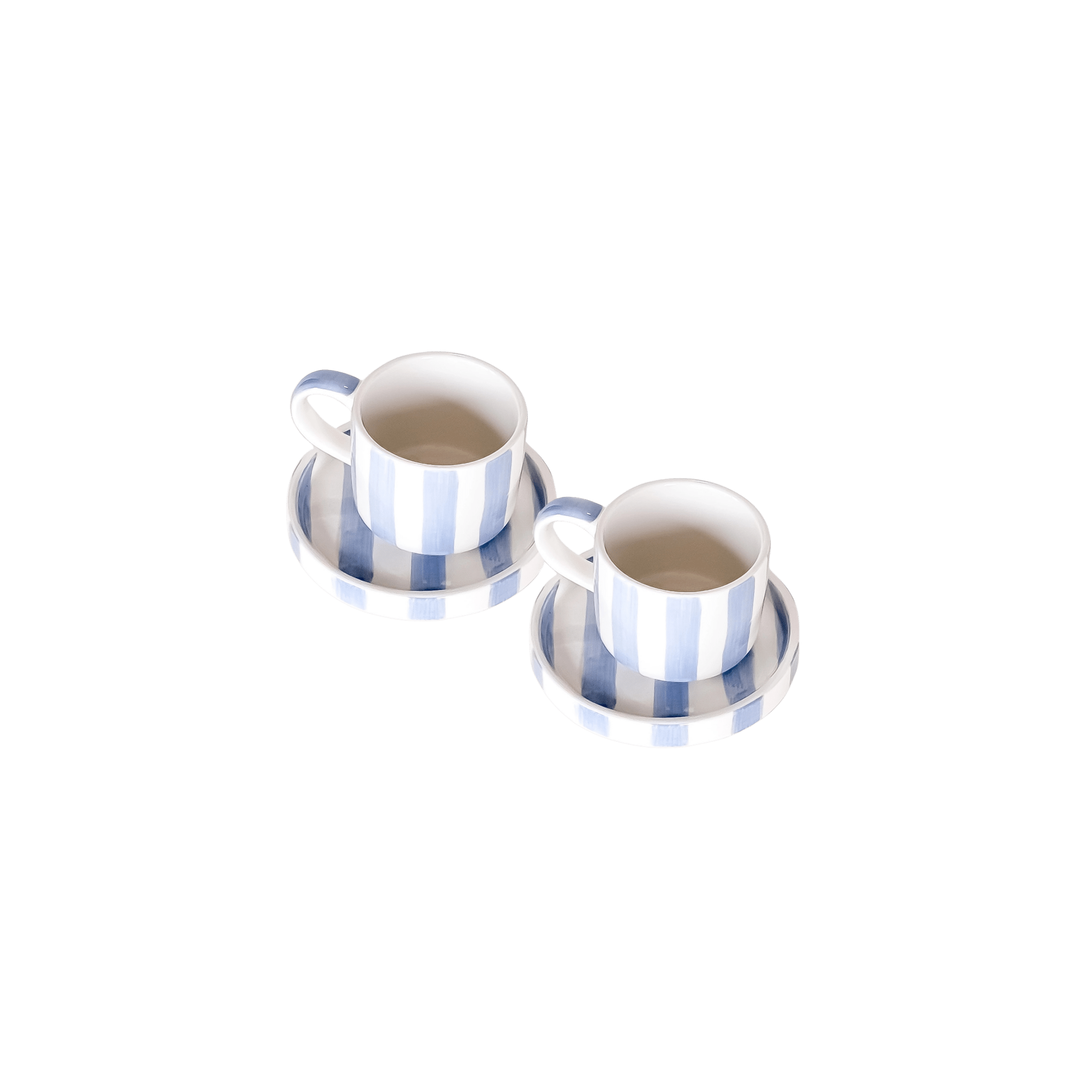 Espresso Stripes Cup and Saucer - Set of 2