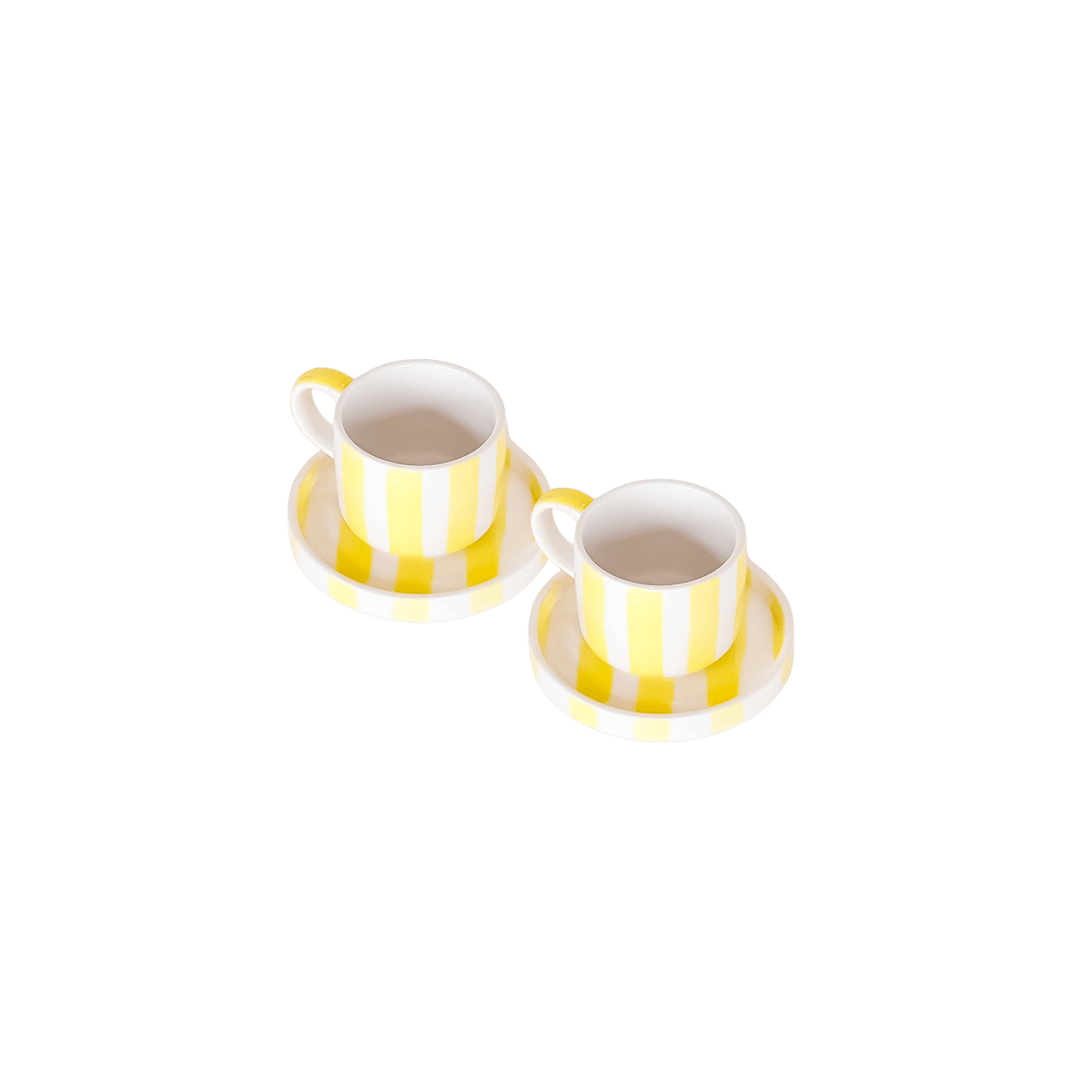 Espresso Stripes Cup and Saucer - Set of 2
