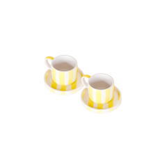 Espresso Stripes Cup and Saucer - Set of 2