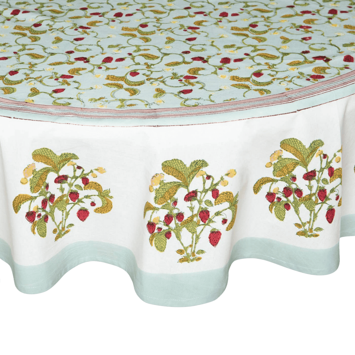French Tablecloth - Strawberry Blue