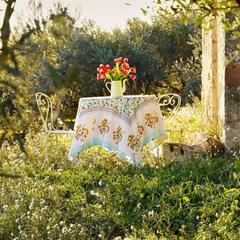 French Tablecloth - Strawberry Blue