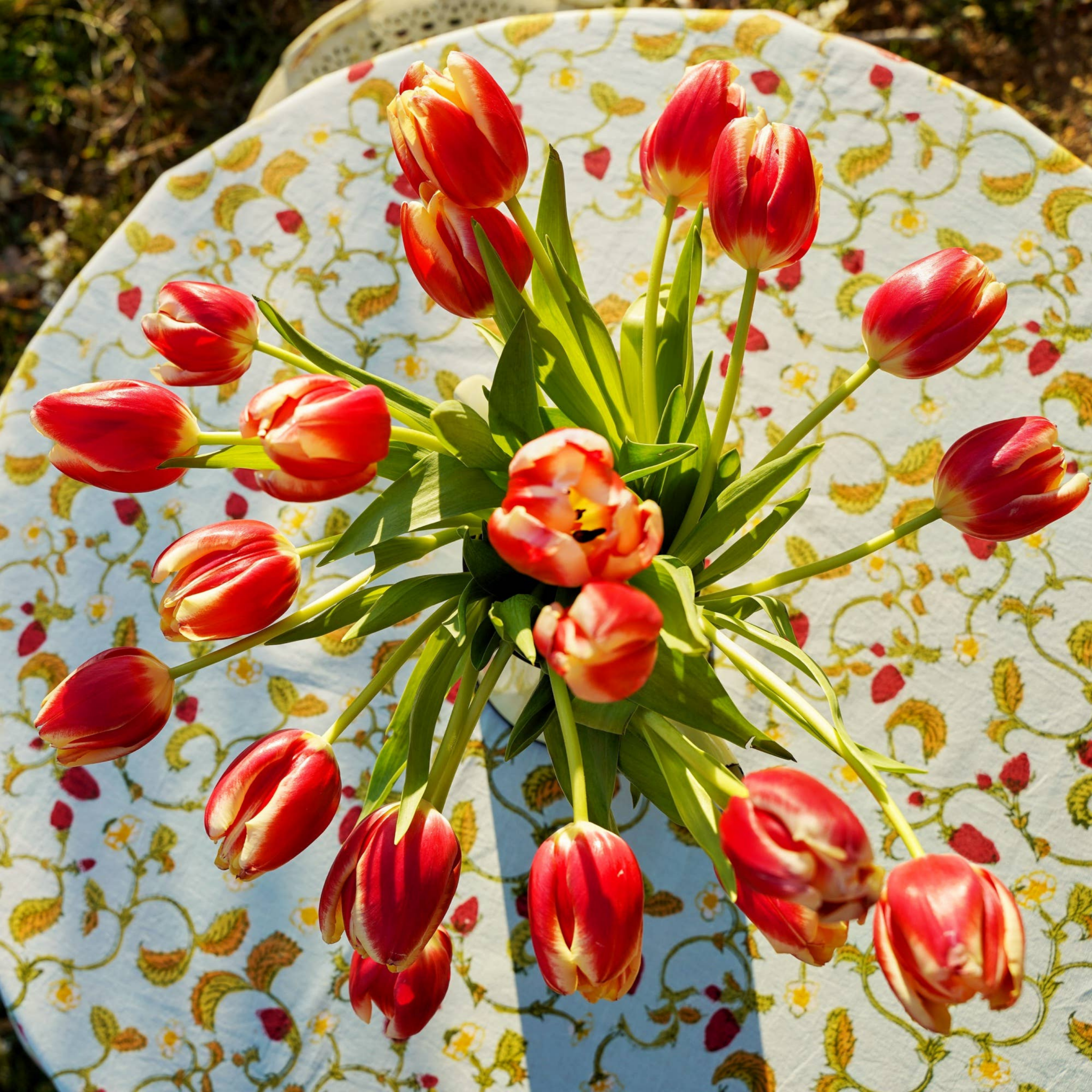 French Tablecloth - Strawberry Blue