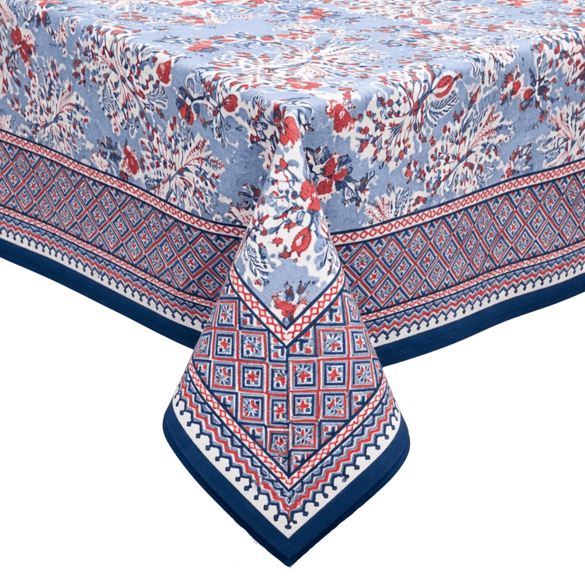 Grecian Palm Red, White, and Blue Tablecloth
