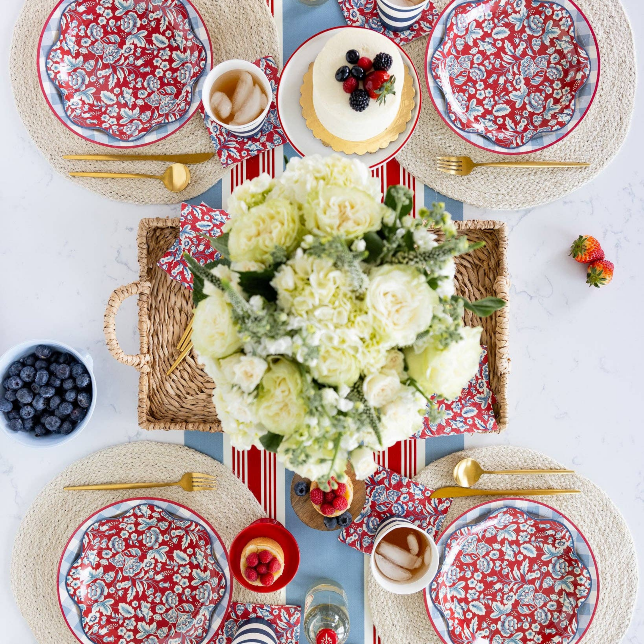 Hamptons Floral Paper Cocktail Napkins - Pack of 24