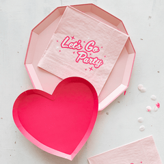 Haute Pink Heart Paper Shaped Plates - Set of 8